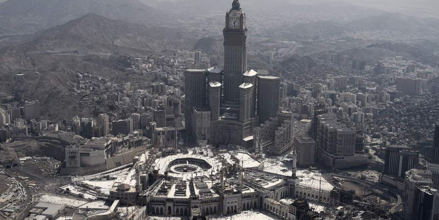 An aerial view shows the Clock Tower and the Grand Mosque in the Saudi holy city of Mecca, on September 25, 2015. AFP PHOTO / MOHAMMED AL-SHAIKH        (Photo credit should read MOHAMMED AL-SHAIKH/AFP/Getty Images)